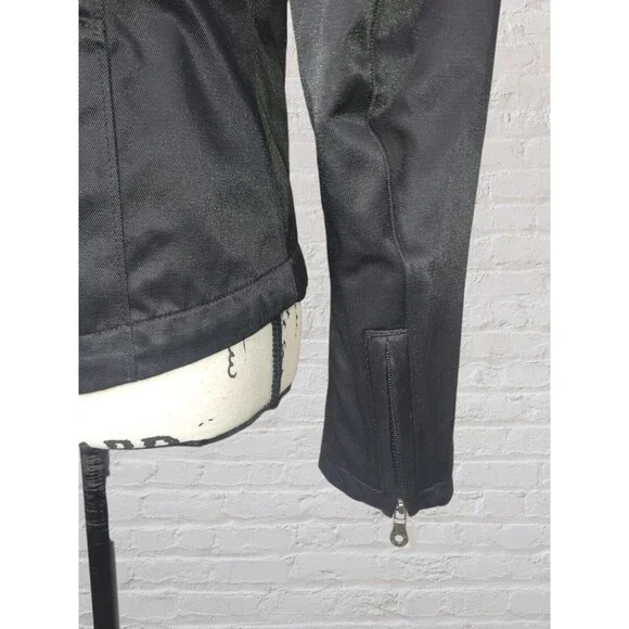 Harley Davidson Riding Jacket Womens SM Black Nylon Full Zip Leather Trim Biker - Picture 6 of 12